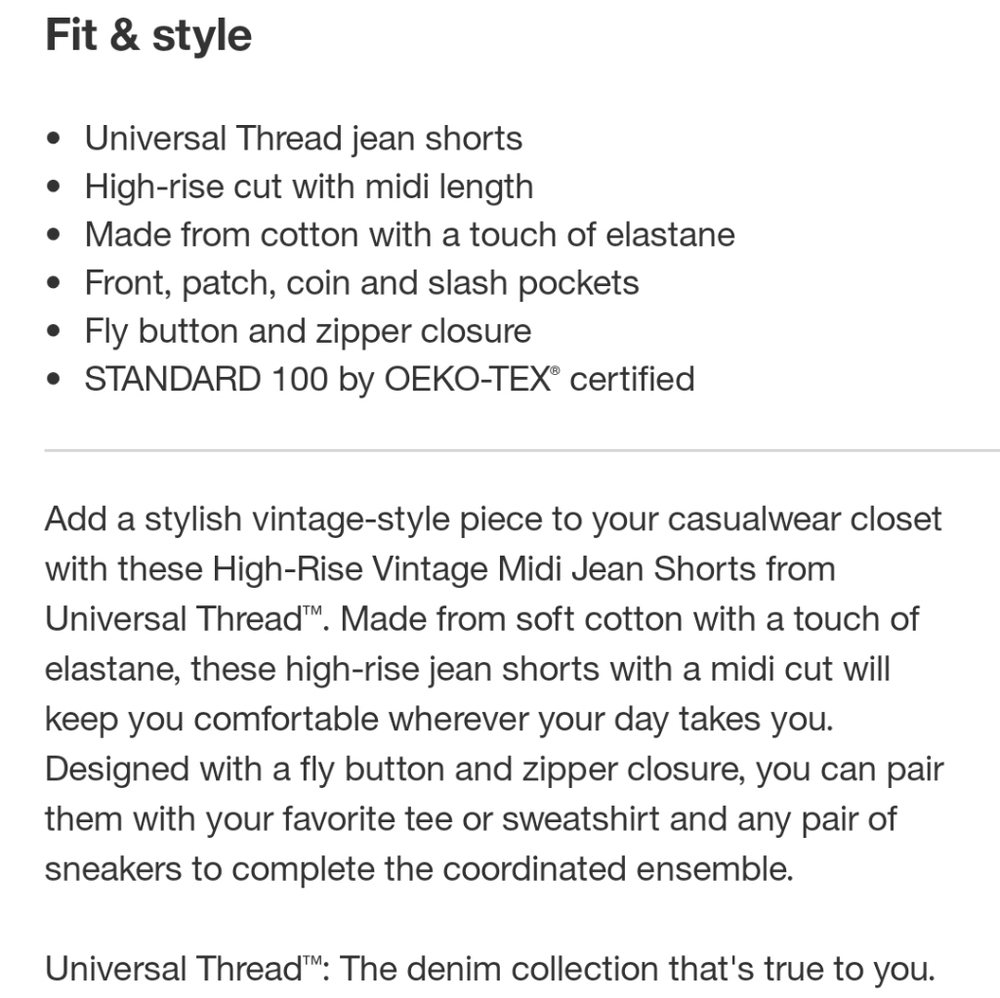 Iniversal Thread,EUC, Vintage Midi Jean Shorts, Size 6 - Picture 11 of 12